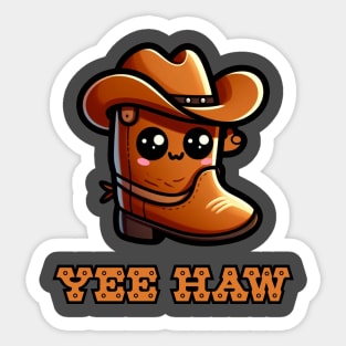 Cute Yee Haw Cowboy Boot Sticker